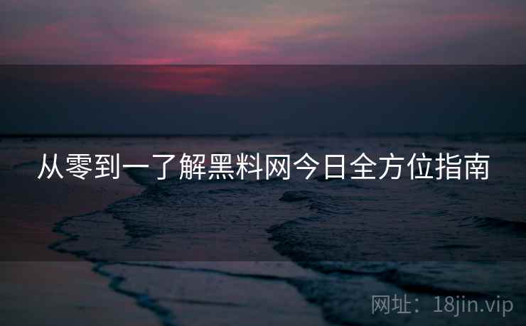 从零到一了解黑料网今日全方位指南